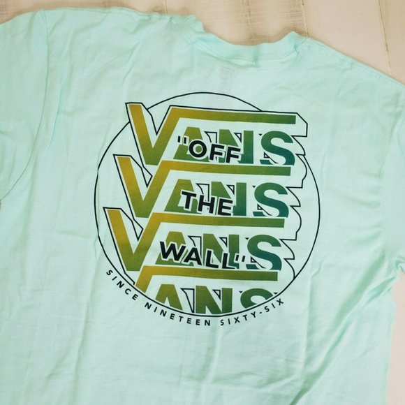 Vans Men's Shirt Large Overly Logo Tee Short Sleeve NWT T-Shirt Seafoam L - Picture 2 of 5